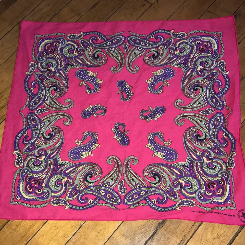 Bright Pink Paisley Bandana Scarf